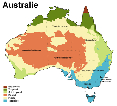 carte des climats en Australie